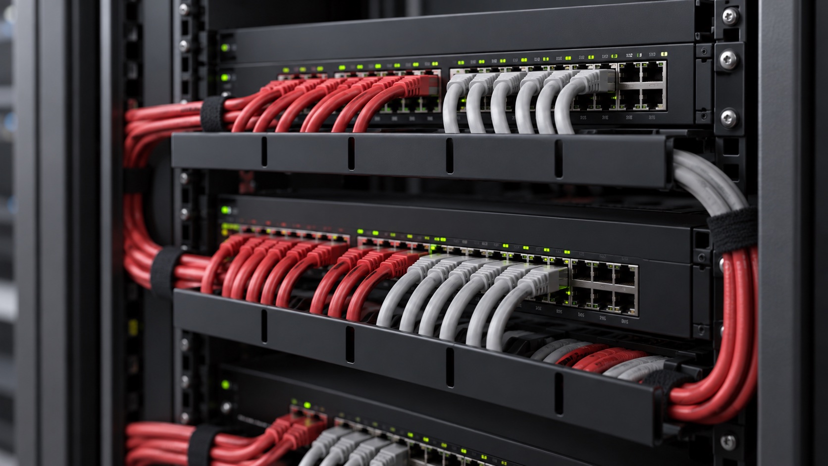 Illustrative neatly integrated network switches and structured cabling